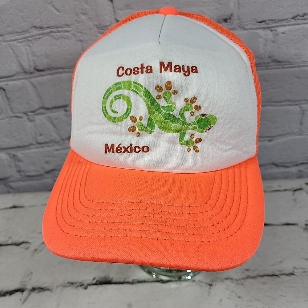 Club Cabo Neon Trucker Hat Costa Maya Mexico Snapback Orange Spring Break Cap